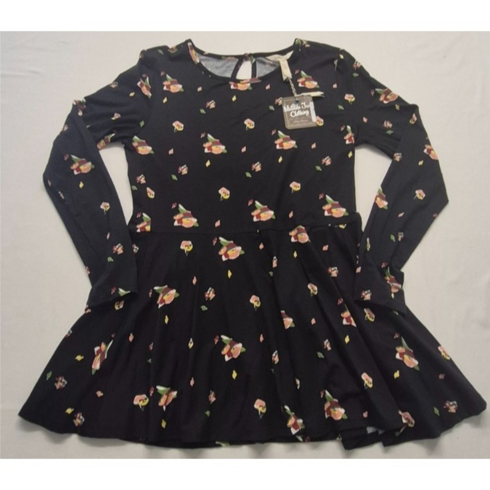 NWT Matilda Jane Women's Black Floral Top "Pep in Your Step" peplum waist Medium